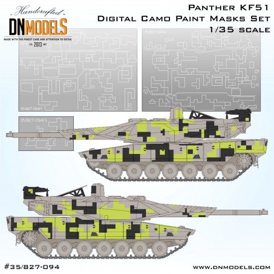 1/35 Panther KF51 Digital Camouflage Paint Mask Set 1/35 Panther KF51 Digital Camouflage Paint Mask Set