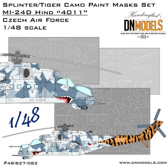 1/48 Czech Mi-24 Hind 4011 Splinter/Tiger Camo Paint Mask Set for Revell/Zvezda/Monogram 1/48 Czech Mi-24 Hind 4011 Splinter/Tiger Camo Paint Mask Set for Revell/Zvezda/Monogram