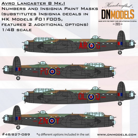 1/48 Avro Lancaster B Mk.I Insignia (4 options) Paint Masking for HK Models #01F005 1/48 Avro Lancaster B Mk.I Insignia (4 options) Paint Masking for HK Models #01F005