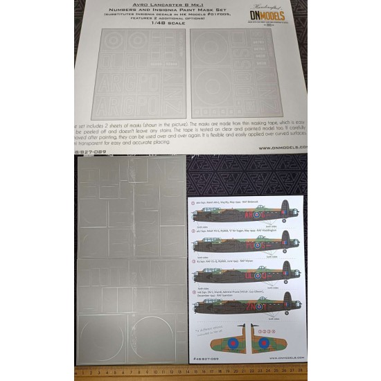 1/48 Avro Lancaster B Mk.I Insignia (4 options) Paint Masking for HK Models #01F005 1/48 Avro Lancaster B Mk.I Insignia (4 options) Paint Masking for HK Models #01F005