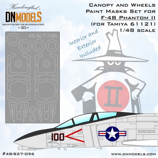 1/48 F-4B Phantom II Canopy & Wheels (Interior & Exterior) Paint Masking for Tamiya 61121 1/48 F-4B Phantom II Canopy & Wheels (Interior & Exterior) Paint Masking for Tamiya 61121