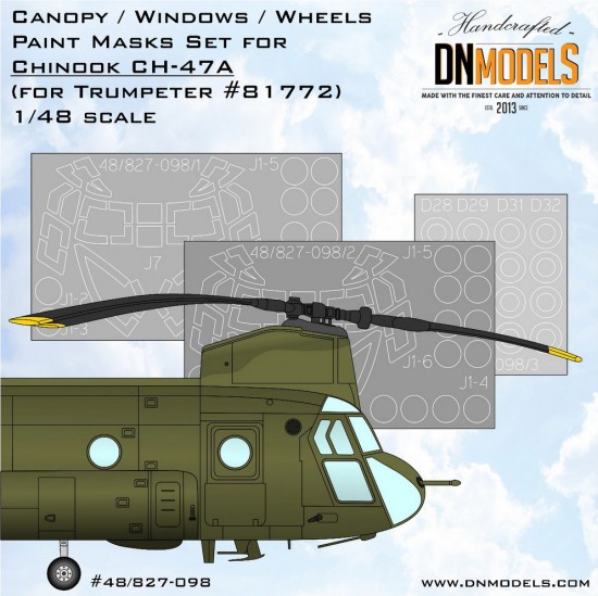 1/48 CH-47A Chinook Canopy & Wheels Paint Masking for HobbyBoss kits 1/48 CH-47A Chinook Canopy & Wheels Paint Masking for HobbyBoss kits
