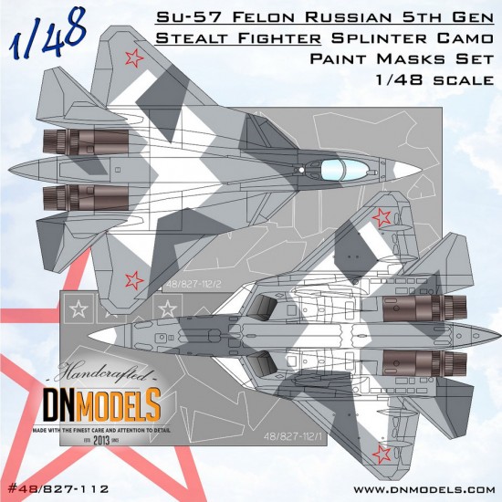 1/48 Su-57 Felon Russian 5th Gen Stealth Fighter Splinter Camo Masking for Zvezda kits 1/48 Su-57 Felon Russian 5th Gen Stealth Fighter Splinter Camo Masking for Zvezda kits