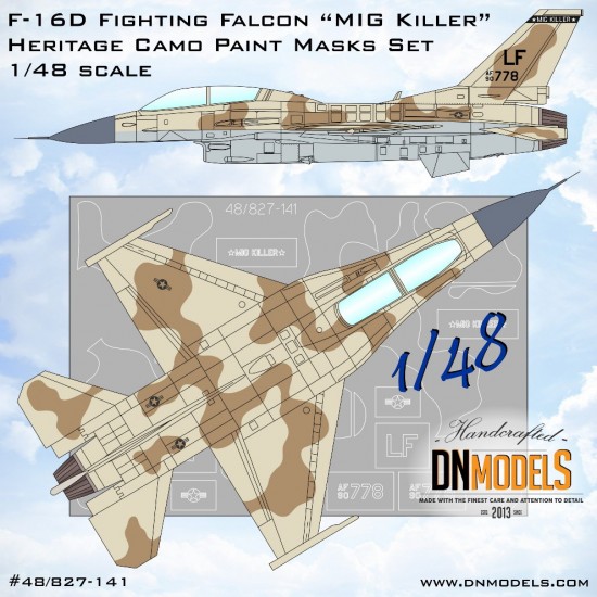1.48 F-16D Fighting Falcon MiG Killer Heritage Camo Paint Masks Set 1.48 F-16D Fighting Falcon MiG Killer Heritage Camo Paint Masks Set