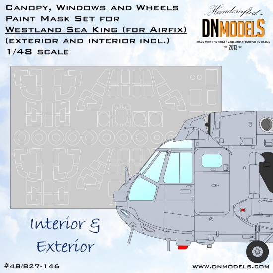 1/48 Westland Sea King Canopy, Windows & Wheels Paint Masks Set for Airfix #11006 1/48 Westland Sea King Canopy, Windows & Wheels Paint Masks Set for Airfix #11006