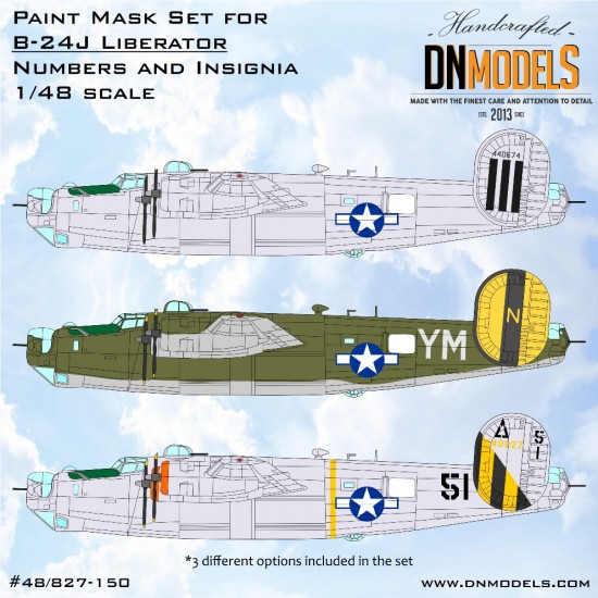 1/48 B-24J Liberator Insignia and Numbers Paint Mask for HobbyBoss kits 1/48 B-24J Liberator Insignia and Numbers Paint Mask for HobbyBoss kits