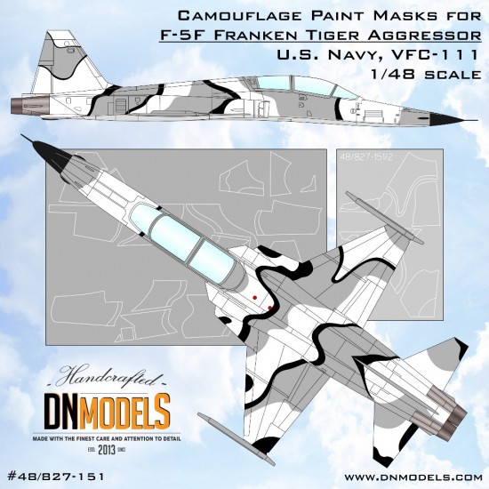1/48 F-5F Franken Tiger Aggressor US NAVY VFC-111 Camouflage Paint Masks 1/48 F-5F Franken Tiger Aggressor US NAVY VFC-111 Camouflage Paint Masks