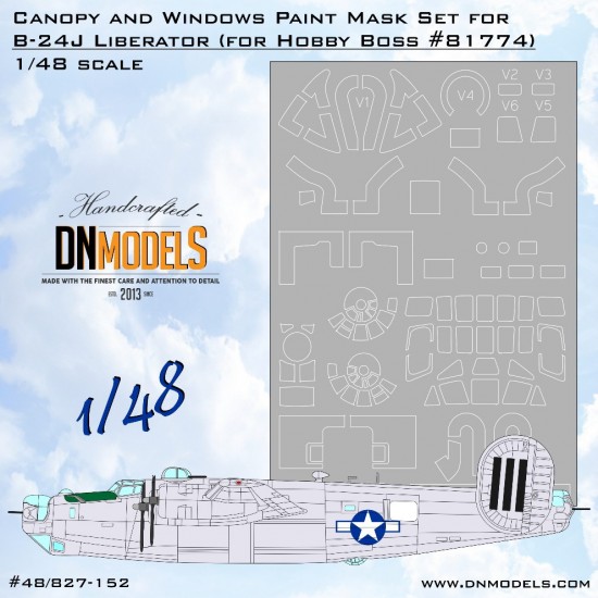 1/48 B-24J Liberator Canopy and Windows Paint Mask for HobbyBoss kit #81774 1/48 B-24J Liberator Canopy and Windows Paint Mask for HobbyBoss kit #81774