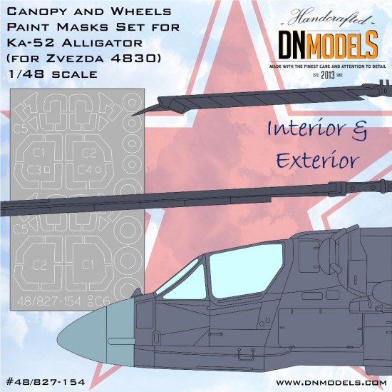 1/48 Ka-52 Alligator Canopy and Wheels Paint Masks for Zvezda kits 1/48 Ka-52 Alligator Canopy and Wheels Paint Masks for Zvezda kits