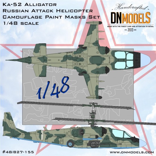 1/48 Ka-52 Alligator Attack Helicopter Camouflage Paint Masks for Zvezda #4830 1/48 Ka-52 Alligator Attack Helicopter Camouflage Paint Masks for Zvezda #4830