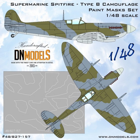 1/48 Supermarine Spitfire Type B Camouflage Paint Masks Set 1/48 Supermarine Spitfire Type B Camouflage Paint Masks Set