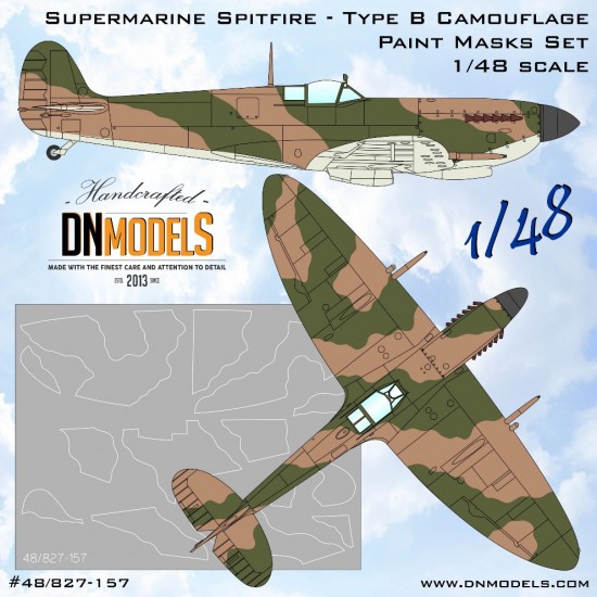 1/48 Supermarine Spitfire Type B Camouflage Paint Masks Set 1/48 Supermarine Spitfire Type B Camouflage Paint Masks Set