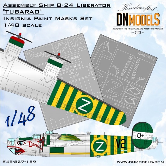1/48 B-24 Liberator Tubarao Assembly Ship Insignia Paint Mask for HobbyBoss #81774 1/48 B-24 Liberator Tubarao Assembly Ship Insignia Paint Mask for HobbyBoss #81774