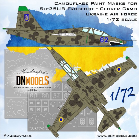 1/72 Su-25UB Frogfoot/Rook Ukrainian Clover Camouflage Paint Masking for Smer/KP/Kopro 1/72 Su-25UB Frogfoot/Rook Ukrainian Clover Camouflage Paint Masking for Smer/KP/Kopro
