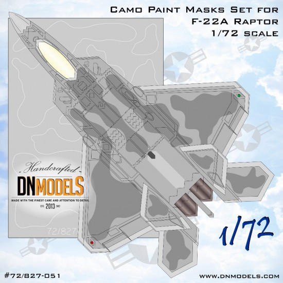 1/72 Lockheed F-22A Raptor Camouflage Paint Masks Set 1/72 Lockheed F-22A Raptor Camouflage Paint Masks Set