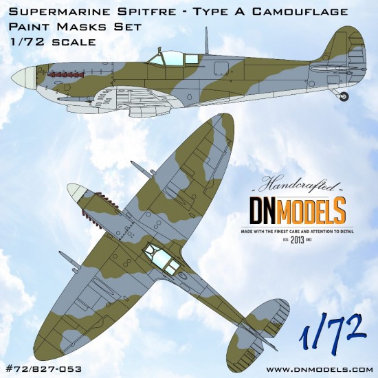 1/72 Supermarine Spitfire Type A Camouflage Paint Masks Set 1/72 Supermarine Spitfire Type A Camouflage Paint Masks Set