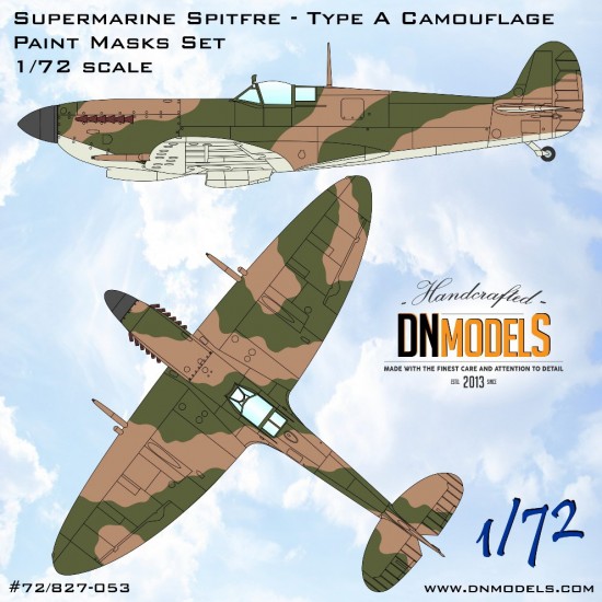 1/72 Supermarine Spitfire Type A Camouflage Paint Masks Set 1/72 Supermarine Spitfire Type A Camouflage Paint Masks Set