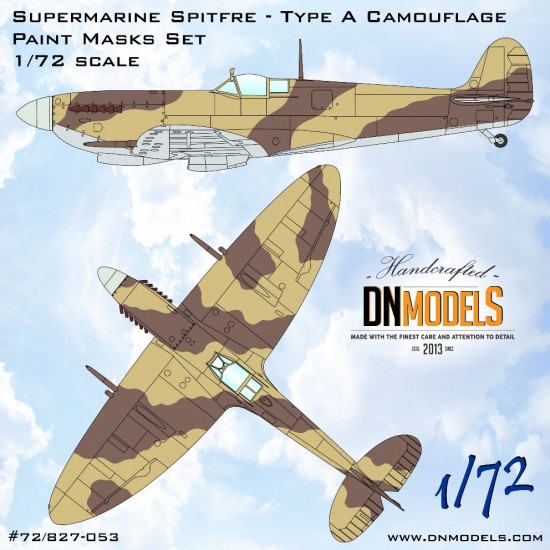 1/72 Supermarine Spitfire Type A Camouflage Paint Masks Set 1/72 Supermarine Spitfire Type A Camouflage Paint Masks Set