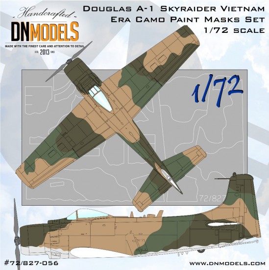1/72 Douglas A-1 Skyraider Vietnam Era Camouflage Paint Masks 1/72 Douglas A-1 Skyraider Vietnam Era Camouflage Paint Masks