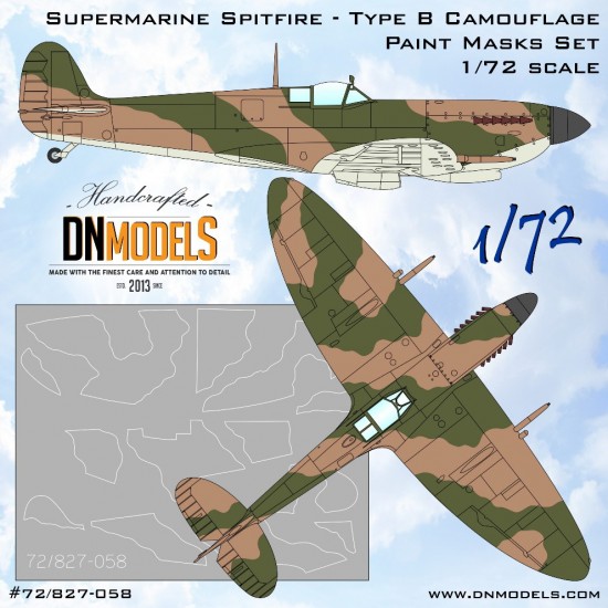 1/72 Supermarine Spitfire Type B Camouflage Paint Masks Set 1/72 Supermarine Spitfire Type B Camouflage Paint Masks Set