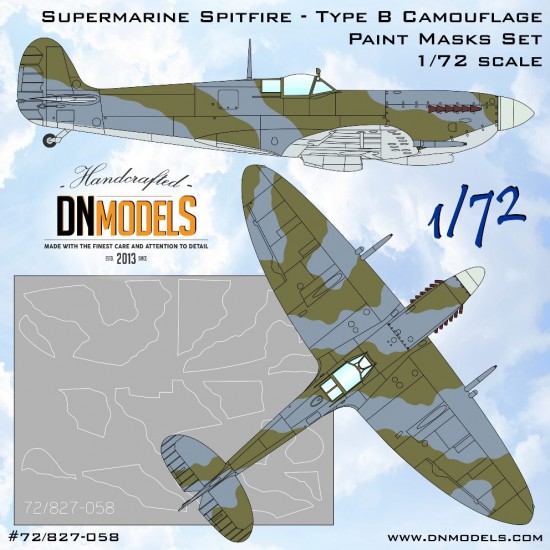 1/72 Supermarine Spitfire Type B Camouflage Paint Masks Set 1/72 Supermarine Spitfire Type B Camouflage Paint Masks Set