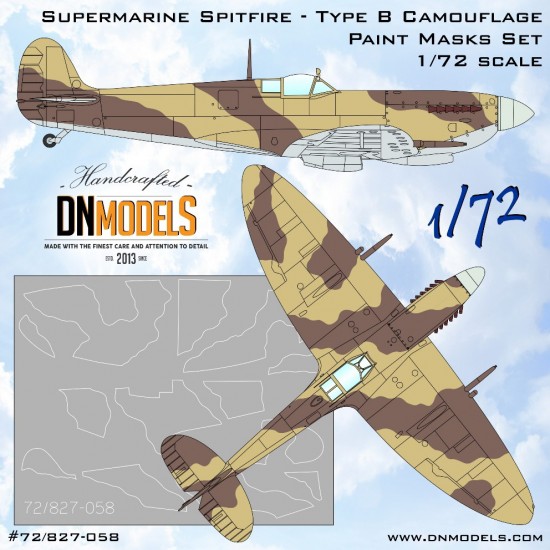 1/72 Supermarine Spitfire Type B Camouflage Paint Masks Set 1/72 Supermarine Spitfire Type B Camouflage Paint Masks Set