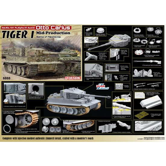 1/35 Tiger I Mid-Production w/Zimmerit Otto Carius (Battle of Malinava Village 1944) 1/35 Tiger I Mid-Production w/Zimmerit Otto Carius (Battle of Malinava Village 1944)