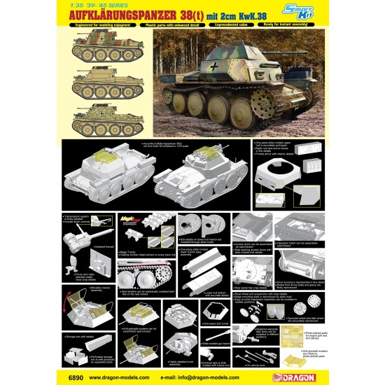 1/35 Aufklarungspanzer 38t Mit 2cm KwK 38 (Smart Kit) 1/35 Aufklarungspanzer 38t Mit 2cm KwK 38 (Smart Kit)