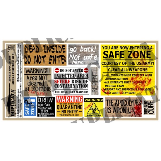 1/35 Zombie Apocalypse Signs 1/35 Zombie Apocalypse Signs