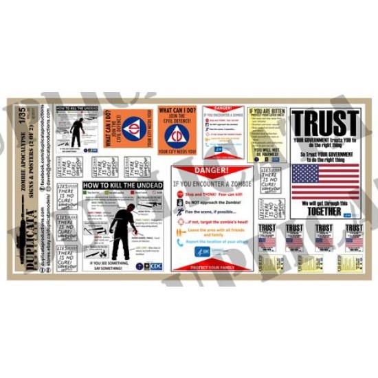 1/35 Zombie Apocalypse Signs 1/35 Zombie Apocalypse Signs