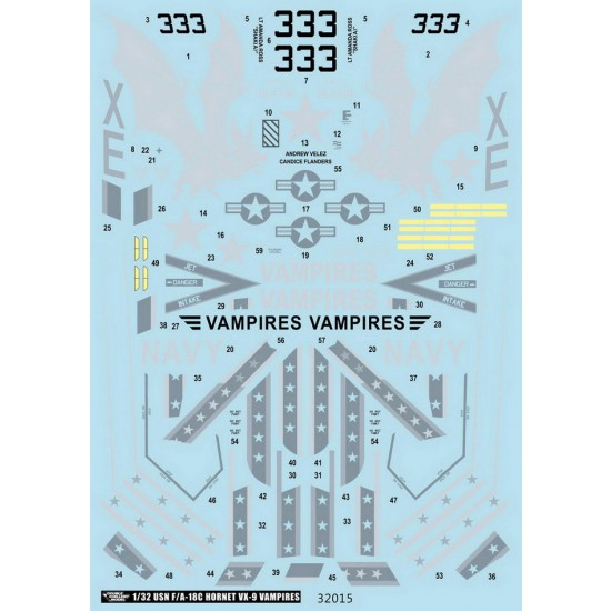1/32 USN F/A-18C & F/A-18D Hornet VX-9 Vampires Decals for Academy/Kinetic kits 1/32 USN F/A-18C & F/A-18D Hornet VX-9 Vampires Decals for Academy/Kinetic kits