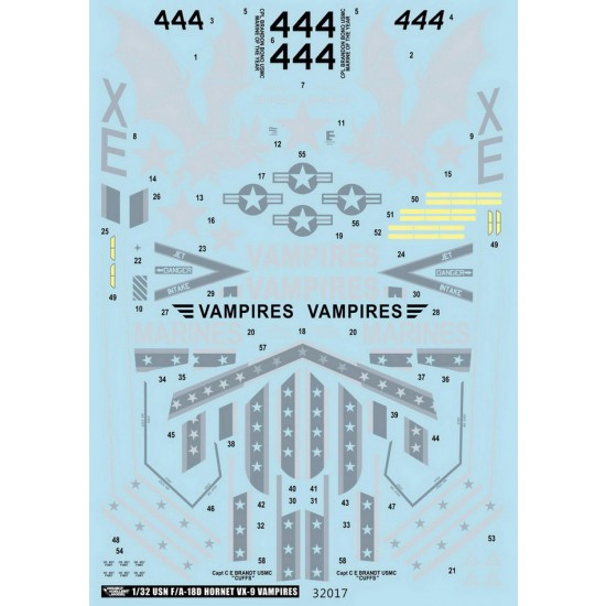 1/32 USN F/A-18C & F/A-18D Hornet VX-9 Vampires Decals for Academy/Kinetic kits 1/32 USN F/A-18C & F/A-18D Hornet VX-9 Vampires Decals for Academy/Kinetic kits