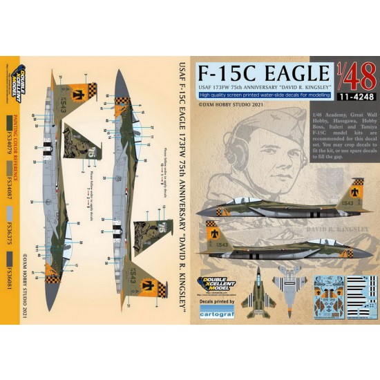 Decals for 1/48 US Air Force F-15C 173FW 75th Anniversary David R. Kingsley Decals for 1/48 US Air Force F-15C 173FW 75th Anniversary David R. Kingsley
