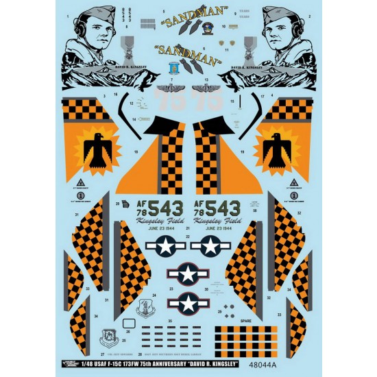 Decals for 1/48 US Air Force F-15C 173FW 75th Anniversary David R. Kingsley Decals for 1/48 US Air Force F-15C 173FW 75th Anniversary David R. Kingsley