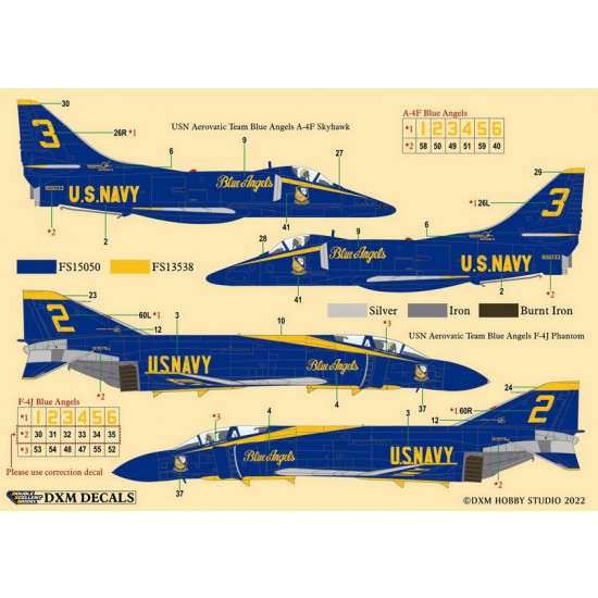 1/72 USN A-4F & F-4J Aerobatic Team Blue Angels Decals for Academy/Finemolds/Fujimi kits 1/72 USN A-4F & F-4J Aerobatic Team Blue Angels Decals for Academy/Finemolds/Fujimi kits