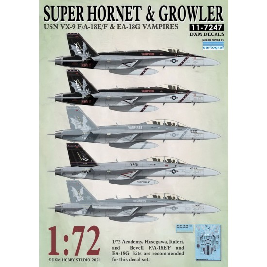 1/72 USN F/A-18E/F & EA-18G VX-9 Vampires Decals for Academy/Hasegawa/Italeri/Revell kits 1/72 USN F/A-18E/F & EA-18G VX-9 Vampires Decals for Academy/Hasegawa/Italeri/Revell kits