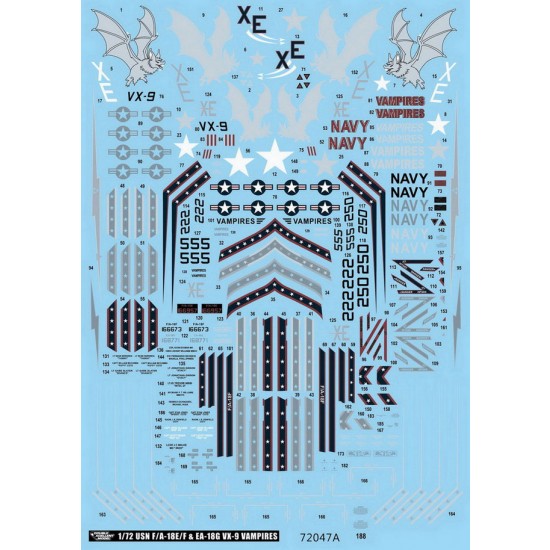 1/72 USN F/A-18E/F & EA-18G VX-9 Vampires Decals for Academy/Hasegawa/Italeri/Revell kits 1/72 USN F/A-18E/F & EA-18G VX-9 Vampires Decals for Academy/Hasegawa/Italeri/Revell kits