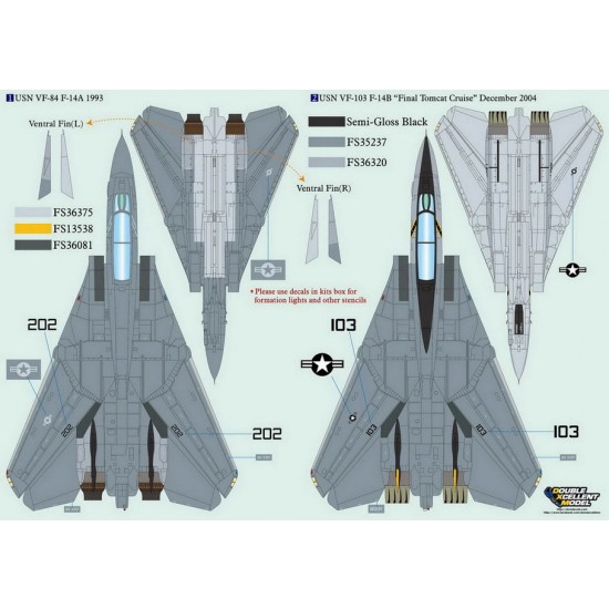1/48 USN F-14A/B VF-84/101/103/ & IRIAF #1 Decals for Hasegawa/Italeri/Revell/Tamiya 1/48 USN F-14A/B VF-84/101/103/ & IRIAF #1 Decals for Hasegawa/Italeri/Revell/Tamiya