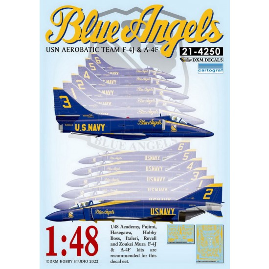 1/48 USN A-4F & F-4J Aerobatic Team Blue Angels Decals for Academy/Fujimi/Hasegawa kits 1/48 USN A-4F & F-4J Aerobatic Team Blue Angels Decals for Academy/Fujimi/Hasegawa kits