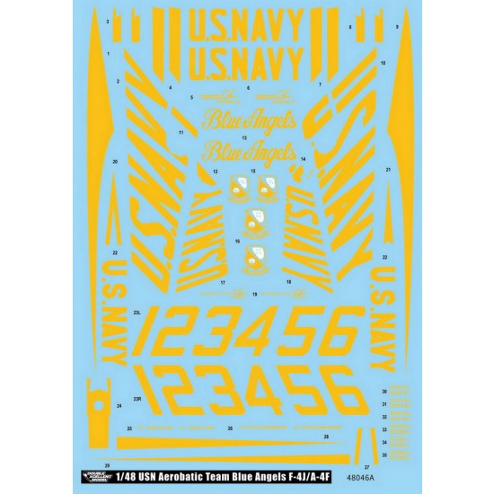 1/48 USN A-4F & F-4J Aerobatic Team Blue Angels Decals for Academy/Fujimi/Hasegawa kits 1/48 USN A-4F & F-4J Aerobatic Team Blue Angels Decals for Academy/Fujimi/Hasegawa kits