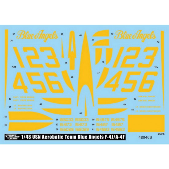 1/48 USN A-4F & F-4J Aerobatic Team Blue Angels Decals for Academy/Fujimi/Hasegawa kits 1/48 USN A-4F & F-4J Aerobatic Team Blue Angels Decals for Academy/Fujimi/Hasegawa kits