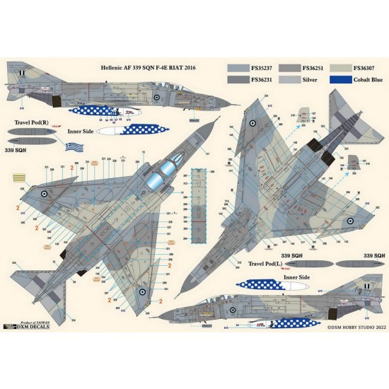 1/48 HAF & IRIAF F-4E/RF-4E Phantom Collection #2 Decals for Hasegawa/Italeri/Revell kits