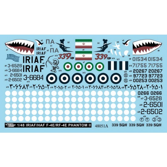 1/48 HAF & IRIAF F-4E/RF-4E Phantom Collection #2 Decals for Hasegawa/Italeri/Revell kits