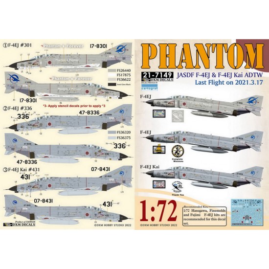 1/72 JASDF ADTW F-4 Phantom Last Flight 2021 Decals for Hasegawa/Finemolds/Fujimi kits 1/72 JASDF ADTW F-4 Phantom Last Flight 2021 Decals for Hasegawa/Finemolds/Fujimi kits