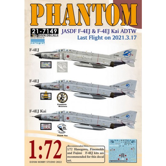 1/72 JASDF ADTW F-4 Phantom Last Flight 2021 Decals for Hasegawa/Finemolds/Fujimi kits 1/72 JASDF ADTW F-4 Phantom Last Flight 2021 Decals for Hasegawa/Finemolds/Fujimi kits