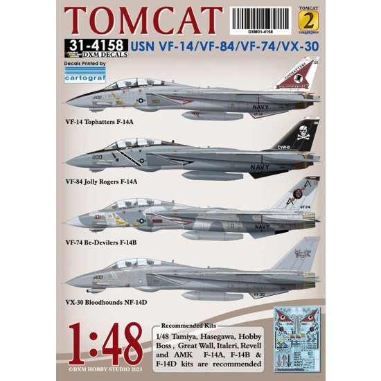 Decals for 1/48 USN F-14A/B/D VF-14/74/84/ & VX-30 Collection #2 Decals for 1/48 USN F-14A/B/D VF-14/74/84/ & VX-30 Collection #2