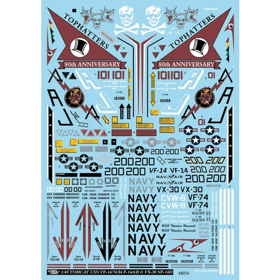 Decals for 1/48 USN F-14A/B/D VF-14/74/84/ & VX-30 Collection #2 Decals for 1/48 USN F-14A/B/D VF-14/74/84/ & VX-30 Collection #2