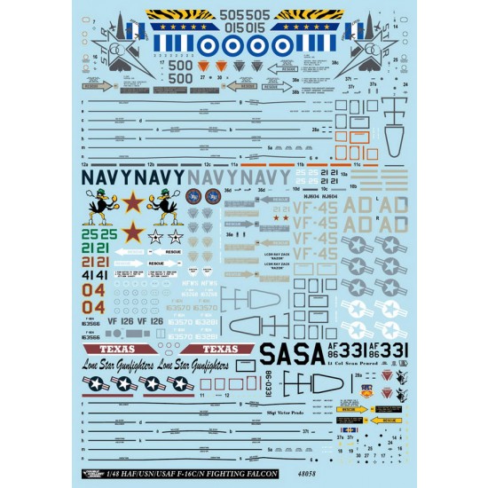 1/48 HAF/USN/USAF F-16C Fighting Falcon Collection #2 Decal 1/48 HAF/USN/USAF F-16C Fighting Falcon Collection #2 Decal