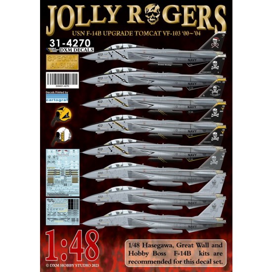1/48 USN F-14B Tomcat VF-103 Jolly Rogers 00-04 Decals for Hasegawa/GWH/HobbyBoss kits 1/48 USN F-14B Tomcat VF-103 Jolly Rogers 00-04 Decals for Hasegawa/GWH/HobbyBoss kits