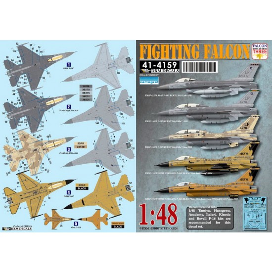 1/48 USAF/RSAF F-16A/C Fighting Falcon Decal #3 for Tamiya/Hasegawa/Academy kits 1/48 USAF/RSAF F-16A/C Fighting Falcon Decal #3 for Tamiya/Hasegawa/Academy kits